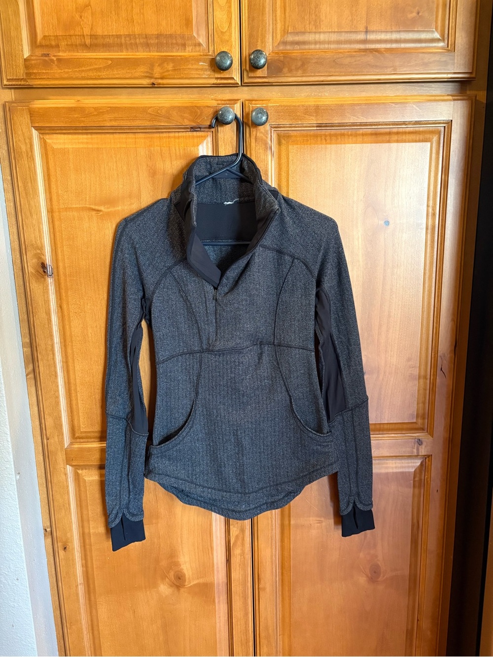 Lululemon Base Runner 1/2 Zip Pullover Herringbone Black Size